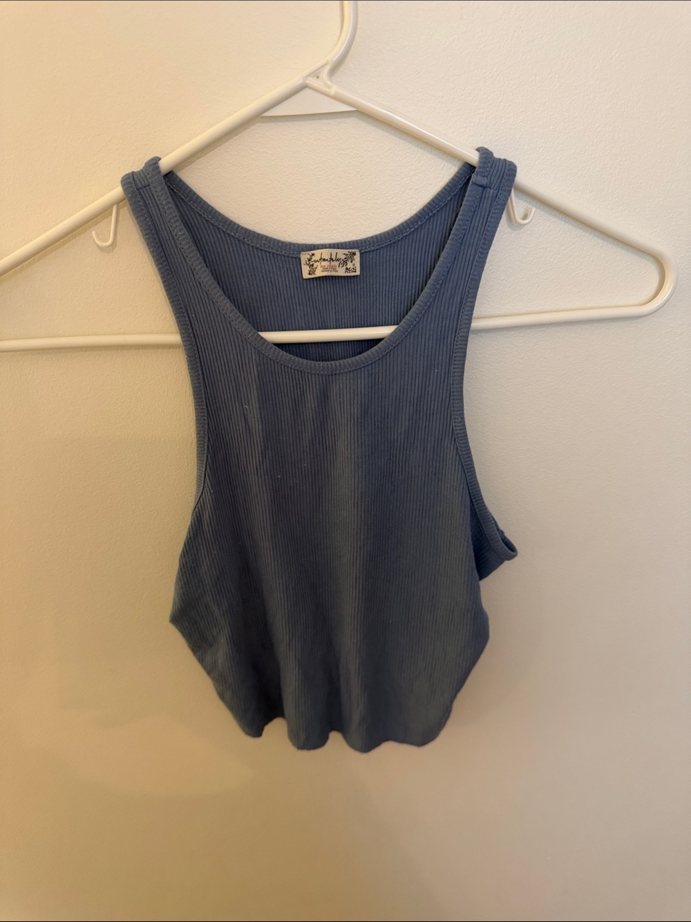 Free People Ribbed Scoop Tank in Blue